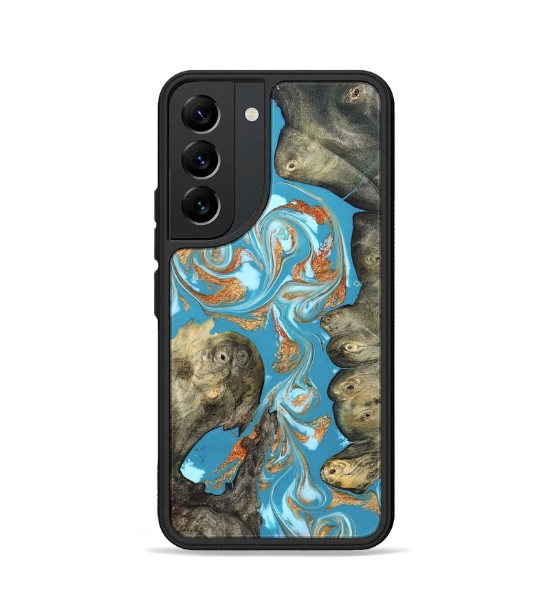 Galaxy S22 Wood Phone Case - Anya (Teal & Gold, 823647)