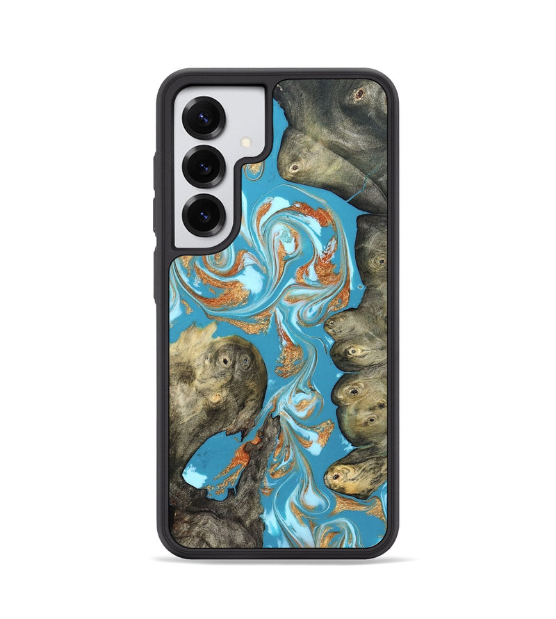 Galaxy S25 Wood Phone Case - Anya (Teal & Gold, 823647)