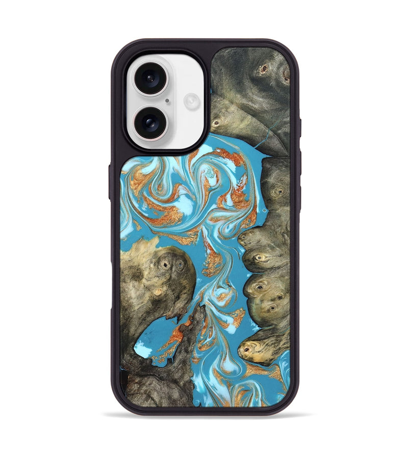 iPhone 17 Wood Phone Case - Anya (Teal & Gold, 823647)
