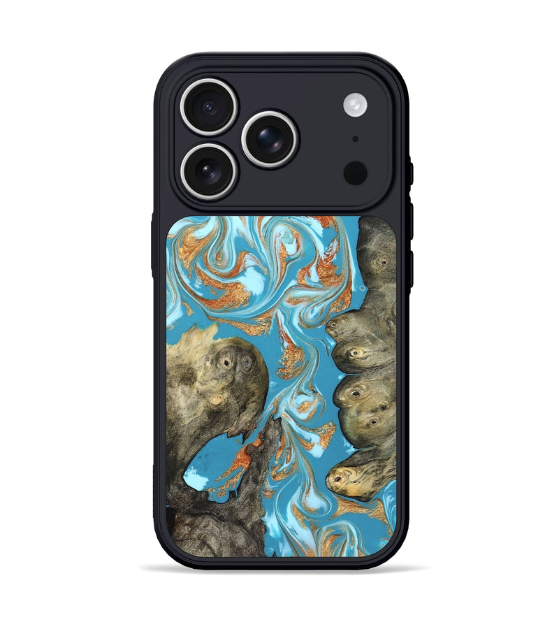 iPhone 17 Pro Wood Phone Case - Anya (Teal & Gold, 823647)