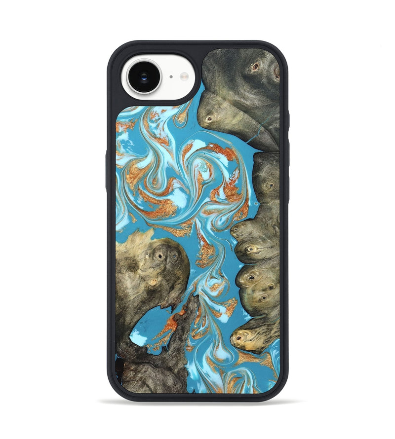 iPhone 17e Wood Phone Case - Anya (Teal & Gold, 823647)