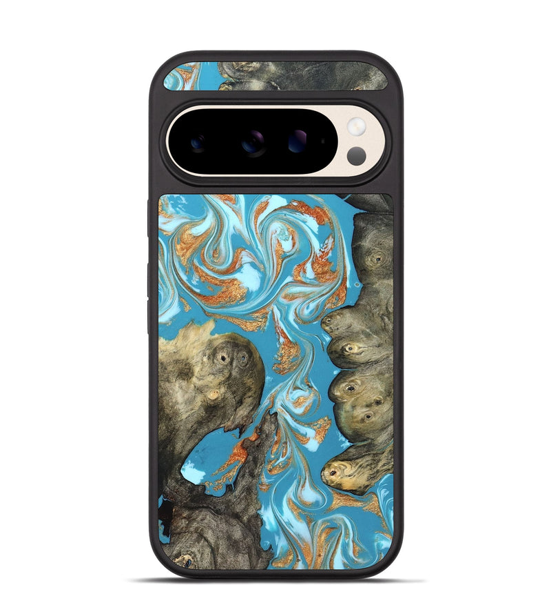 Pixel 10 Wood Phone Case - Anya (Teal & Gold, 823647)