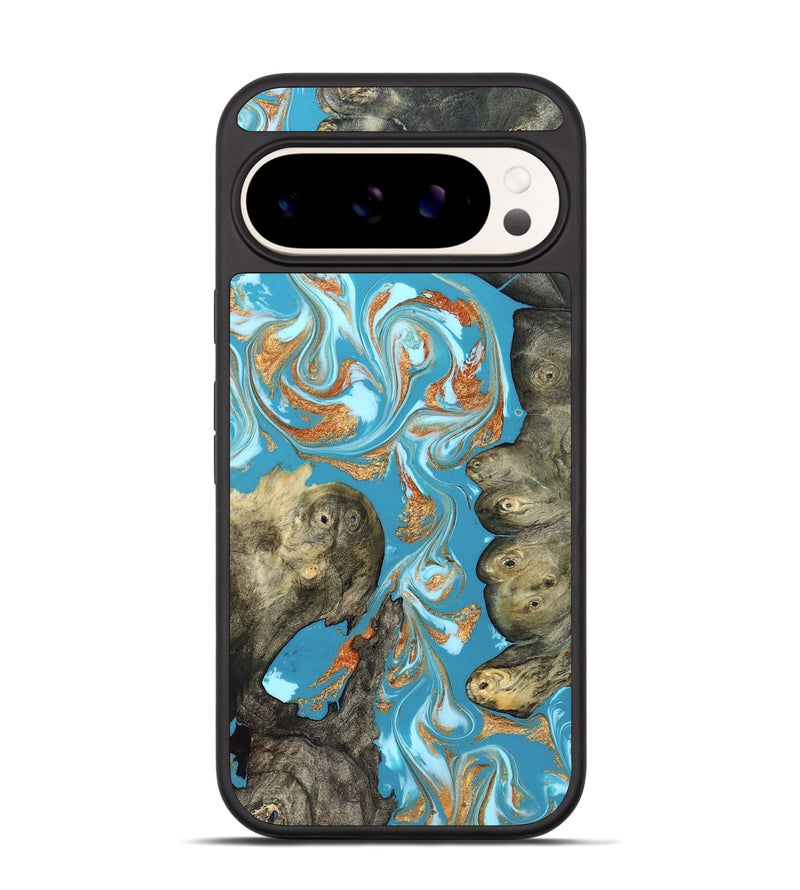 Pixel 9 Pro Wood Phone Case - Anya (Teal & Gold, 823647)