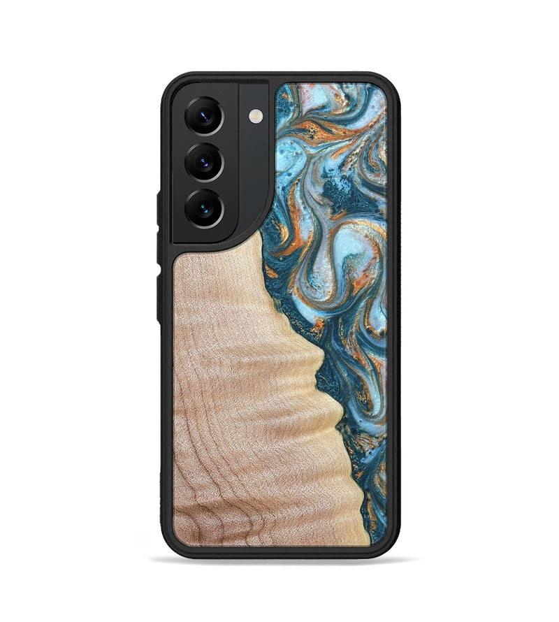 Galaxy S22 Wood Phone Case - Lovie (Teal & Gold, 823648)