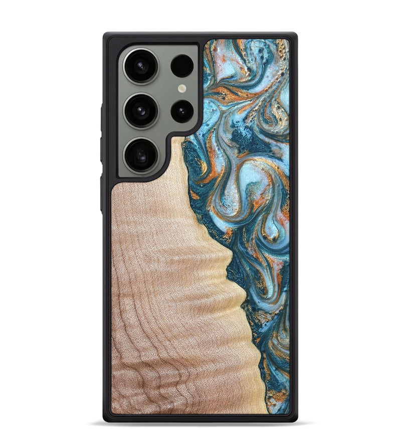 Galaxy S24 Ultra Wood Phone Case - Lovie (Teal & Gold, 823648)