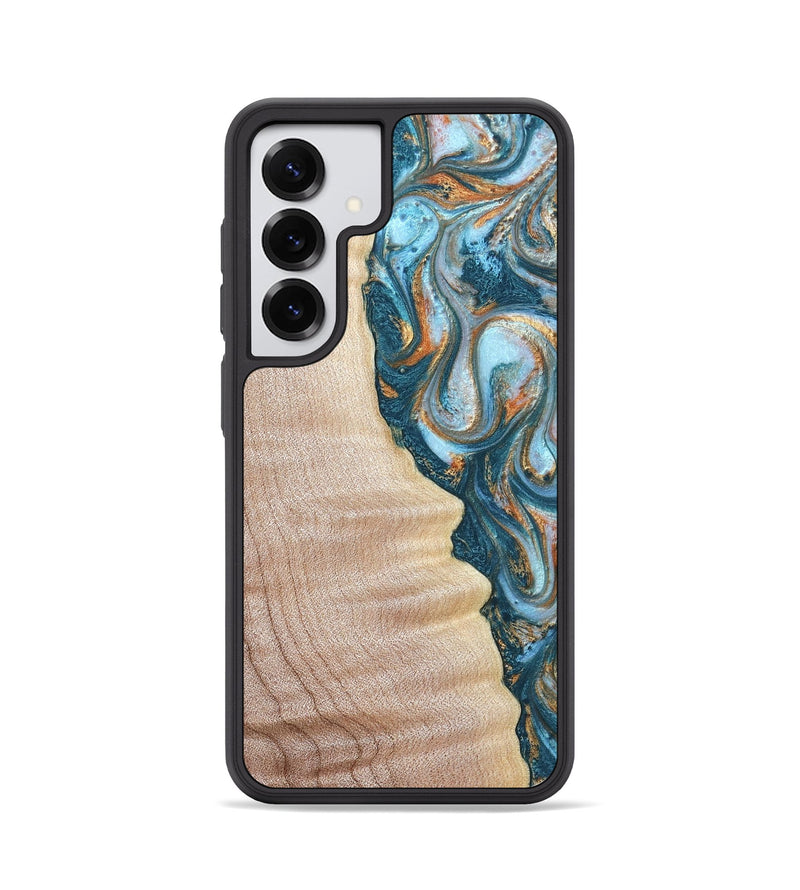 Galaxy S25 Wood Phone Case - Lovie (Teal & Gold, 823648)