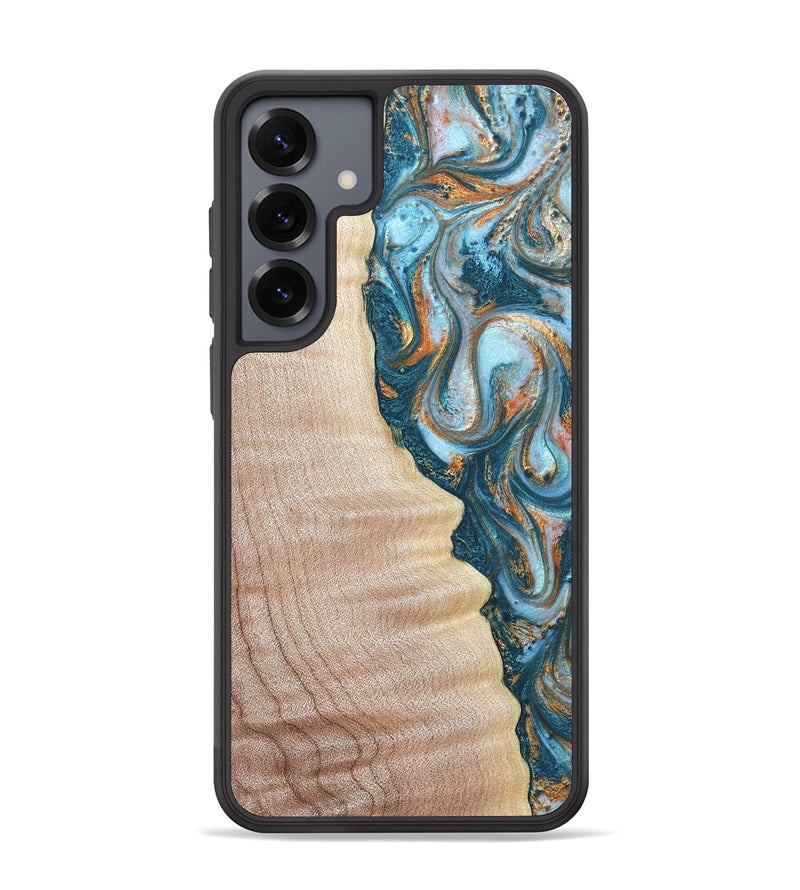 Galaxy S25 Plus Wood Phone Case - Lovie (Teal & Gold, 823648)