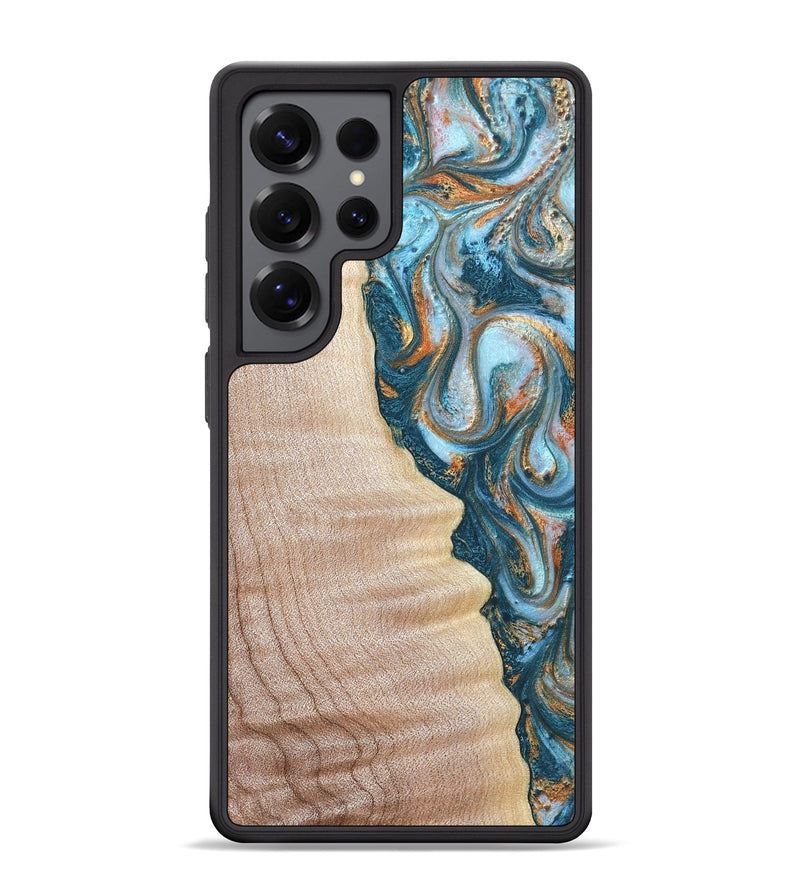 Galaxy S25 Ultra Wood Phone Case - Lovie (Teal & Gold, 823648)