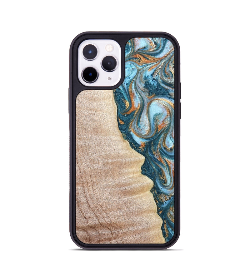 iPhone 11 Pro Wood Phone Case - Lovie (Teal & Gold, 823648)