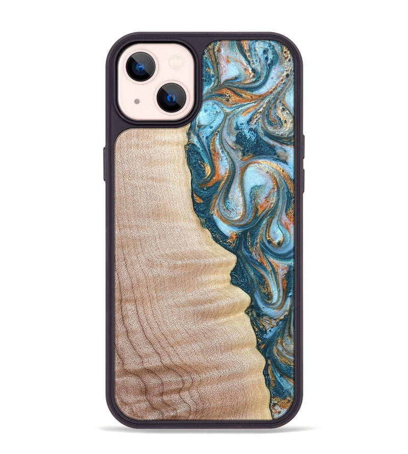 iPhone 14 Plus Wood Phone Case - Lovie (Teal & Gold, 823648)