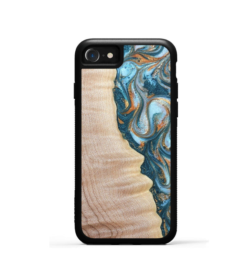 iPhone SE Wood Phone Case - Lovie (Teal & Gold, 823648)