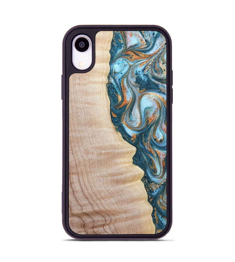 iPhone Xr Wood Phone Case - Lovie (Teal & Gold, 823648)