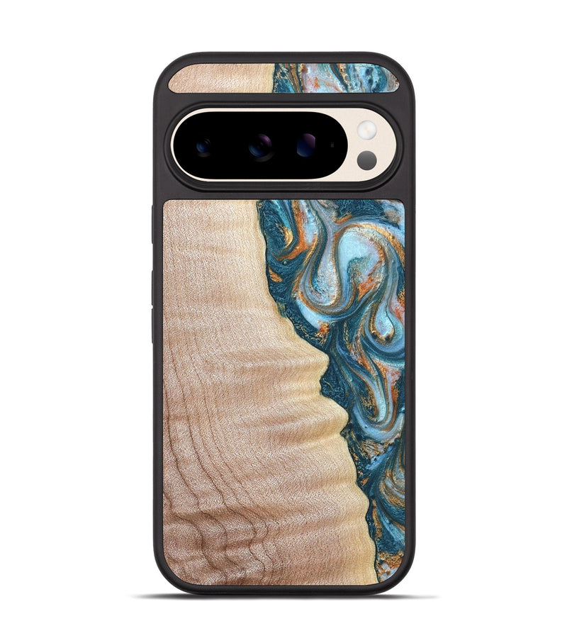 Pixel 10 Wood Phone Case - Lovie (Teal & Gold, 823648)