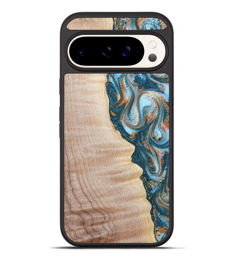 Pixel 10 Pro XL Wood Phone Case - Lovie (Teal & Gold, 823648)