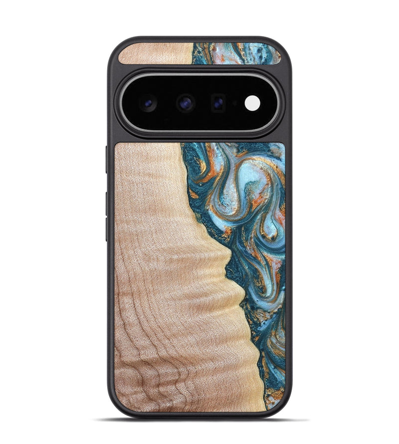 Pixel 11 Pro Wood Phone Case - Lovie (Teal & Gold, 823648)