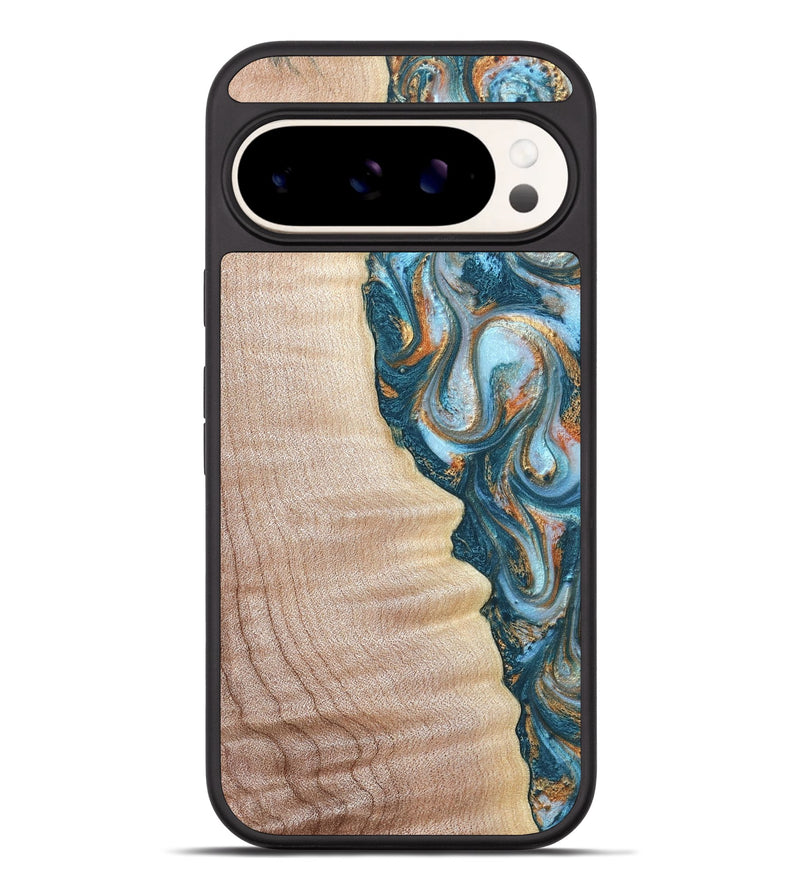 Pixel 9 Pro XL Wood Phone Case - Lovie (Teal & Gold, 823648)