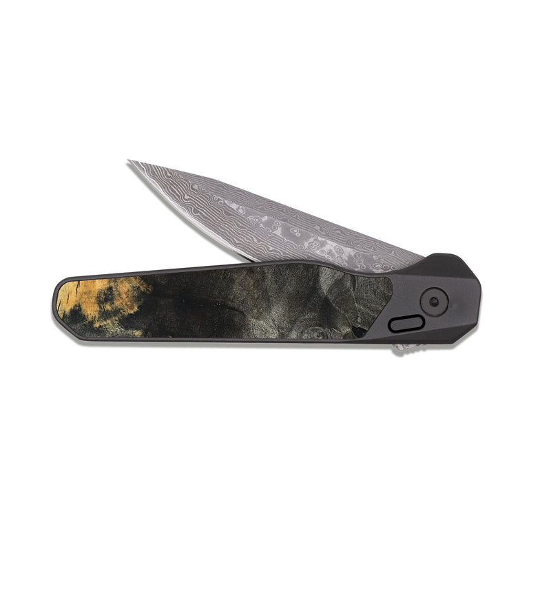 EDC Dark Damascus Wood Pocket Knife - Shirlee (Solid Wood, 823652)