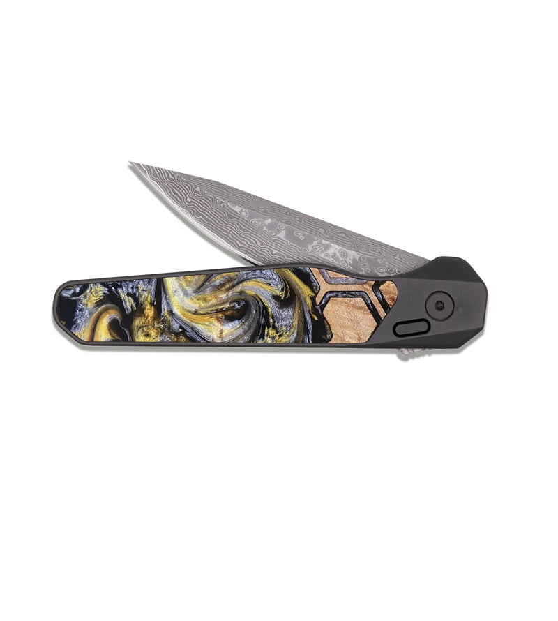 EDC Dark Damascus Wood Pocket Knife - Jamaal (Pattern, 823662)