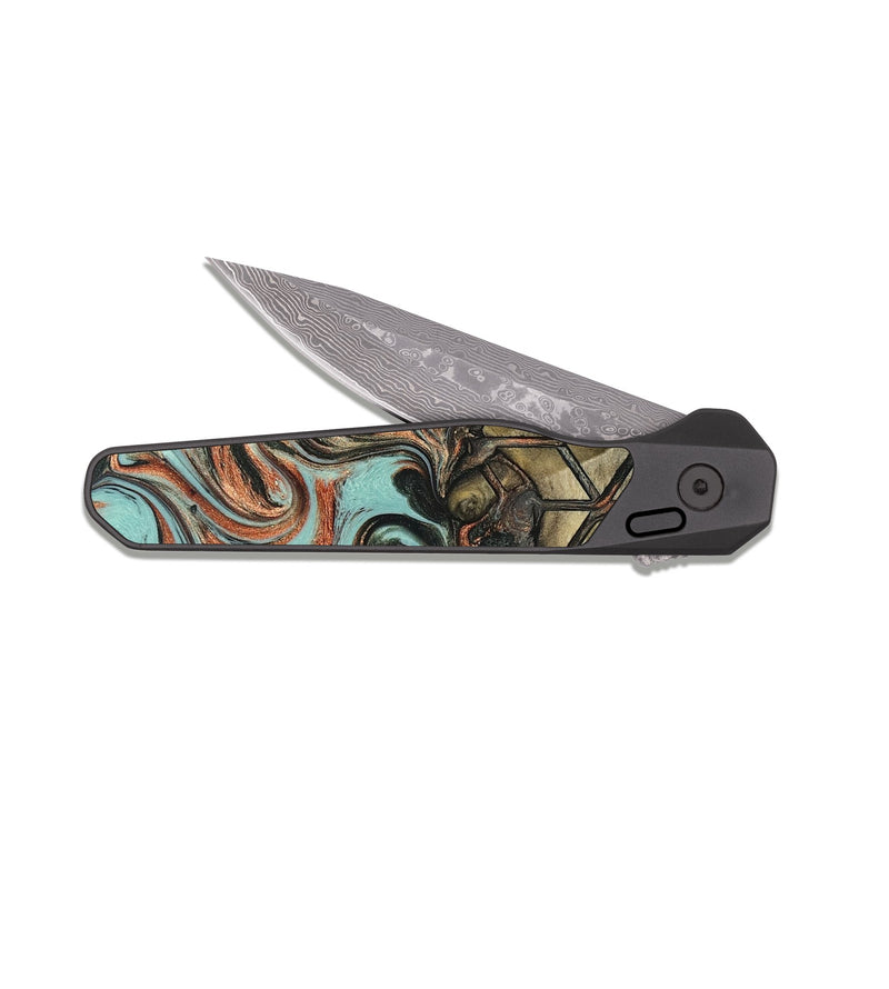 EDC Dark Damascus Wood Pocket Knife - Sophia (Pattern, 823672)