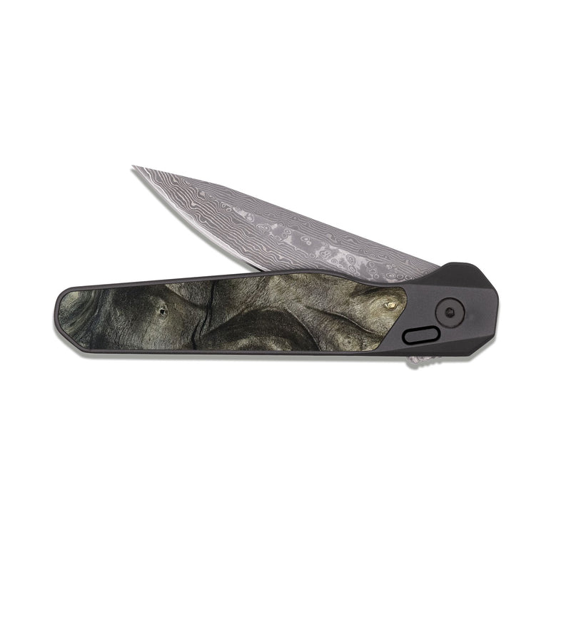 EDC Dark Damascus Wood Pocket Knife - Cleta (Pure Black, 823682)