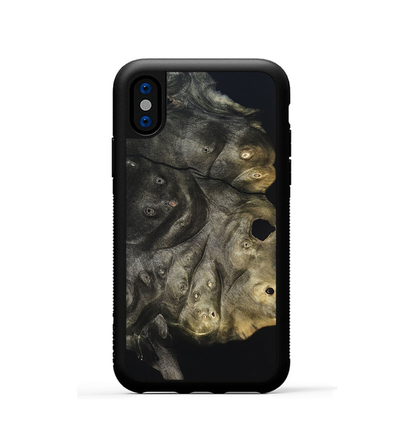 iPhone Xs Wood Phone Case - Cleta (Pure Black, 823682)