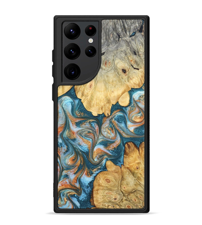 Galaxy S22 Ultra Wood Phone Case - Jolie (Teal & Gold, 823688)