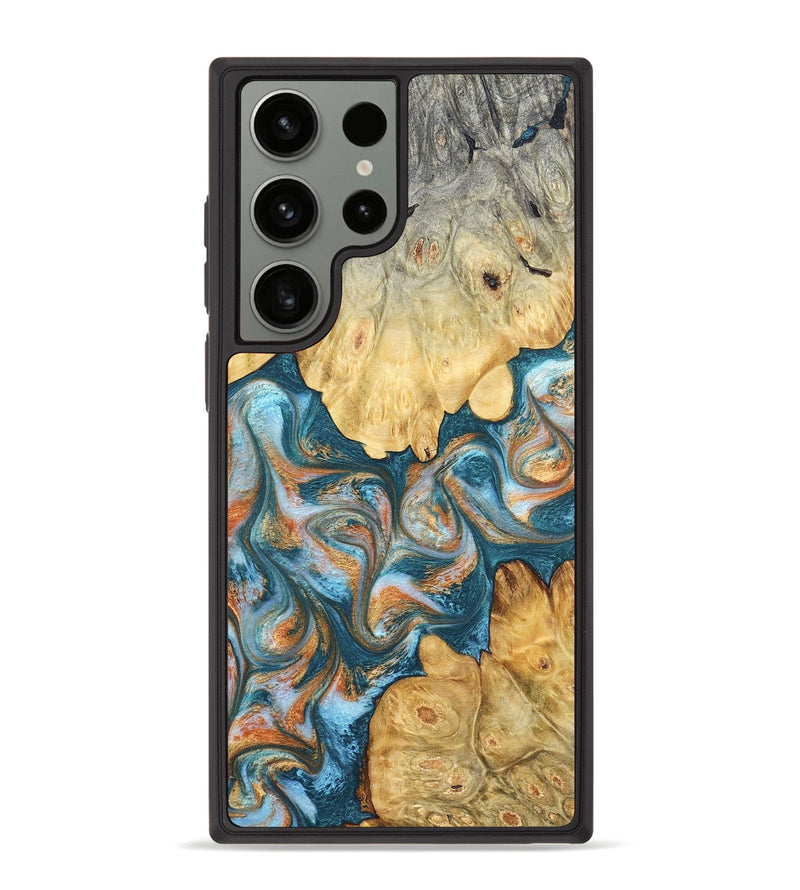 Galaxy S23 Ultra Wood Phone Case - Jolie (Teal & Gold, 823688)