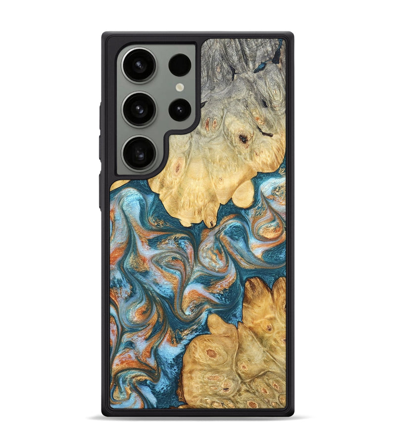 Galaxy S24 Ultra Wood Phone Case - Jolie (Teal & Gold, 823688)