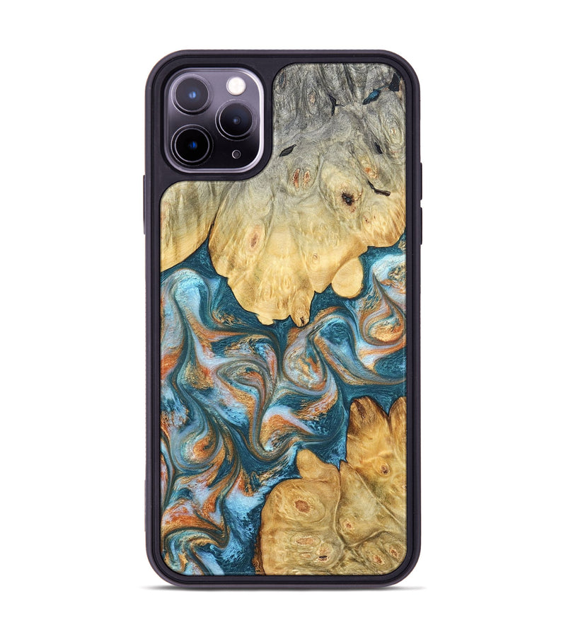 iPhone 11 Pro Max Wood Phone Case - Jolie (Teal & Gold, 823688)