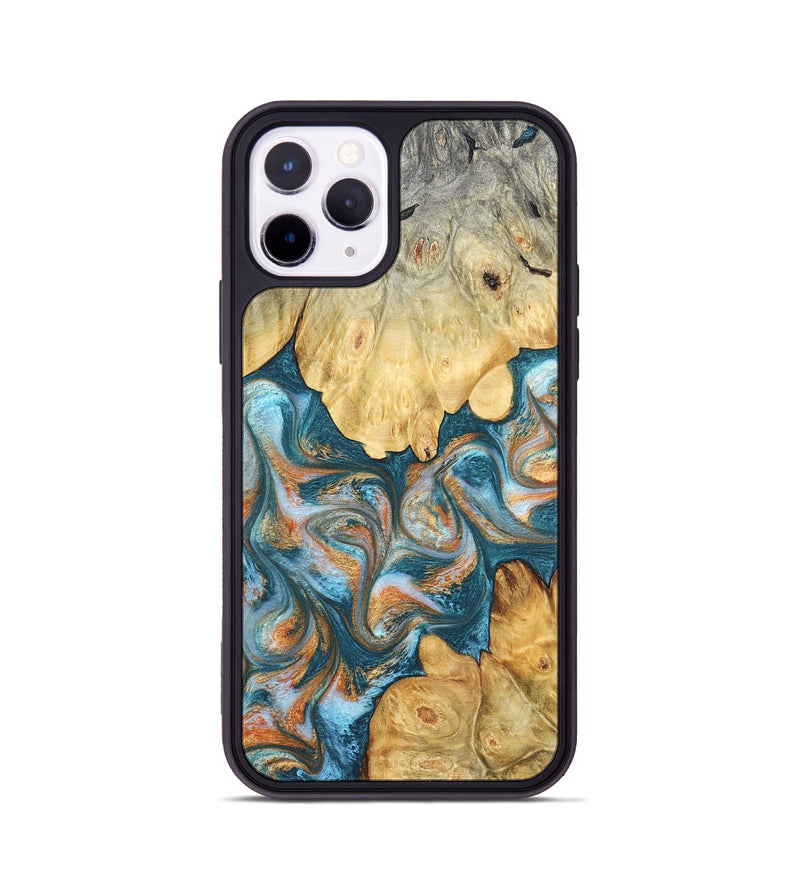 iPhone 11 Pro Wood Phone Case - Jolie (Teal & Gold, 823688)