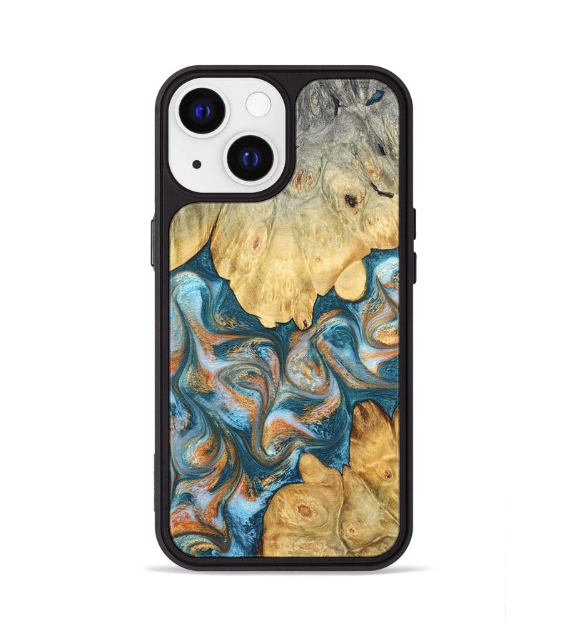 iPhone 13 Wood Phone Case - Jolie (Teal & Gold, 823688)