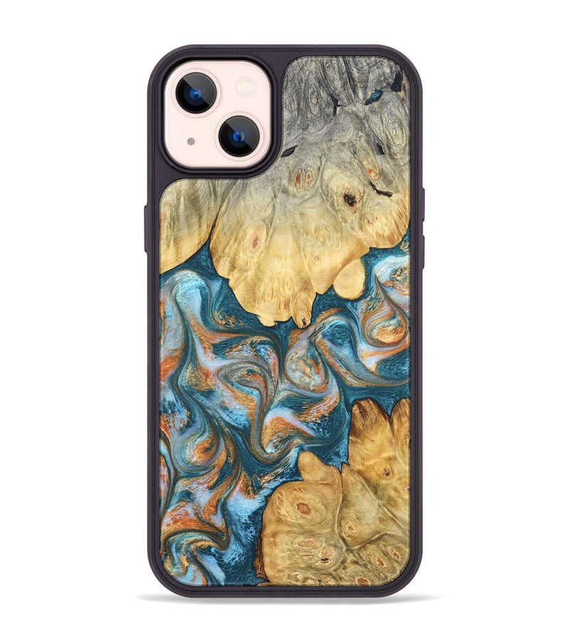 iPhone 14 Plus Wood Phone Case - Jolie (Teal & Gold, 823688)