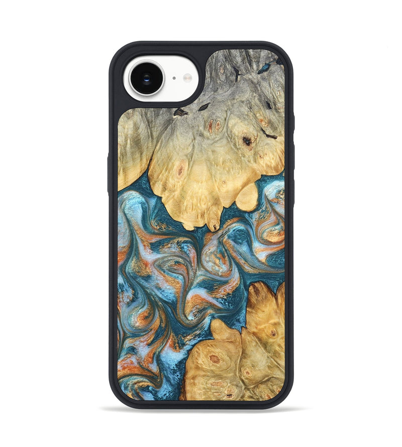 iPhone 16e Wood Phone Case - Jolie (Teal & Gold, 823688)