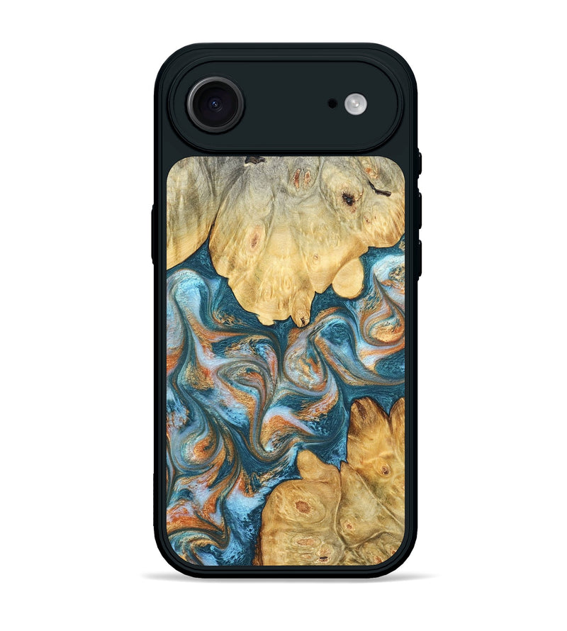 iPhone 17 Air Wood Phone Case - Jolie (Teal & Gold, 823688)