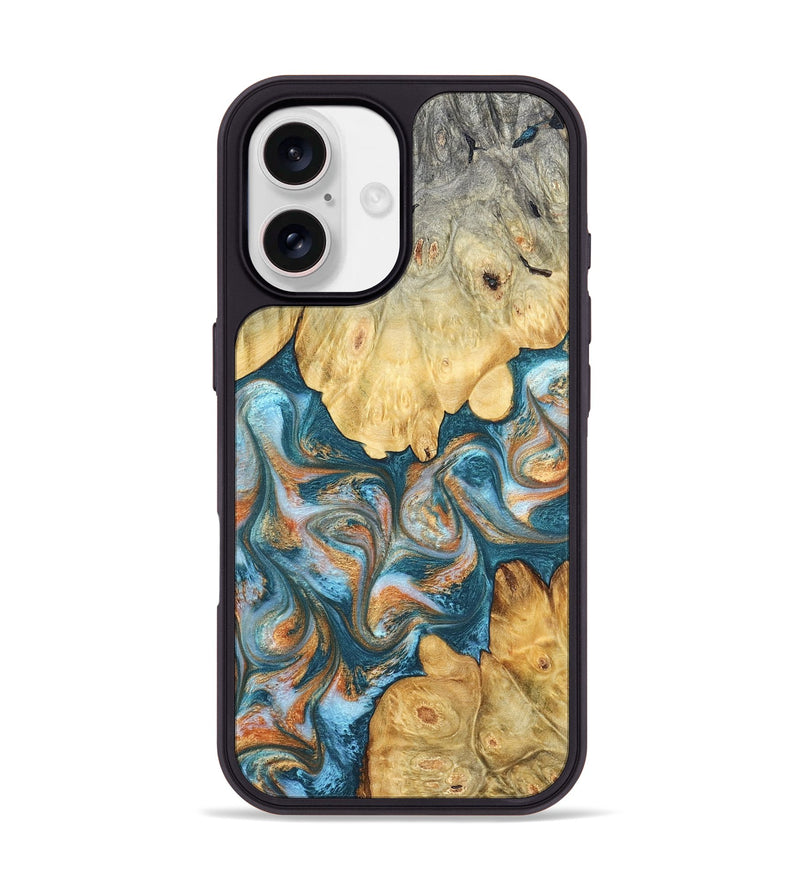 iPhone 17 Wood Phone Case - Jolie (Teal & Gold, 823688)