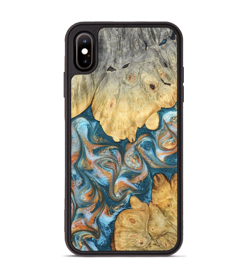 iPhone Xs Max Wood Phone Case - Jolie (Teal & Gold, 823688)