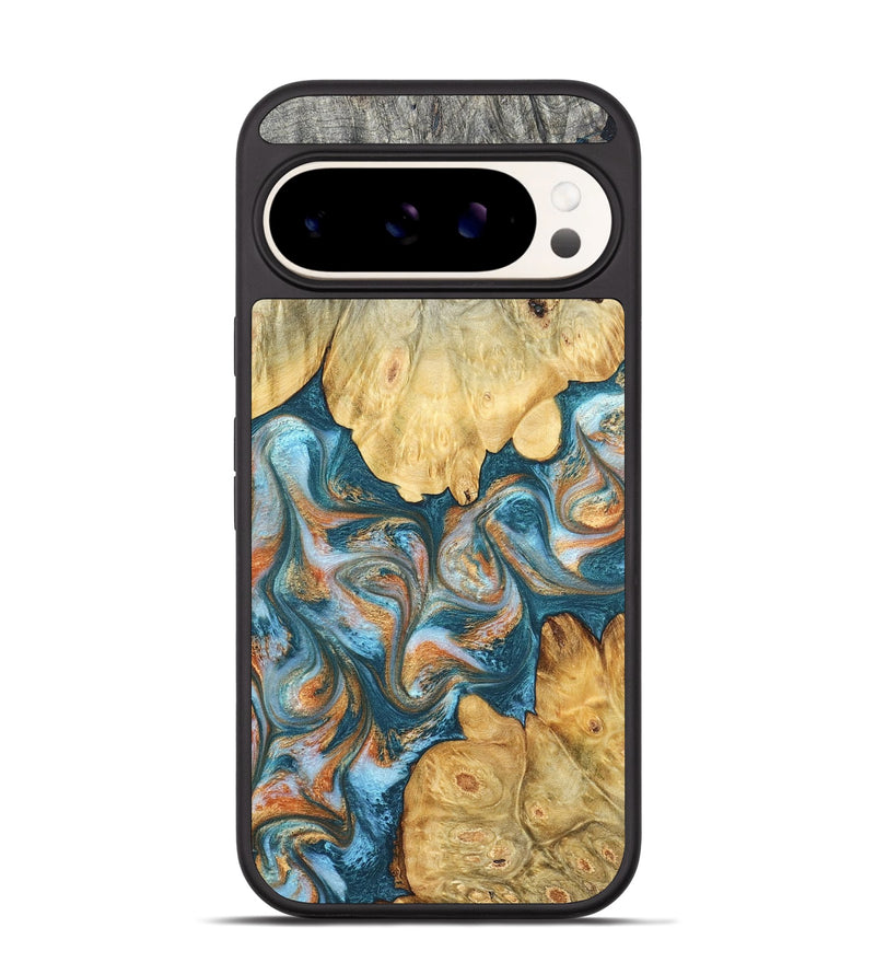 Pixel 9 Wood Phone Case - Jolie (Teal & Gold, 823688)
