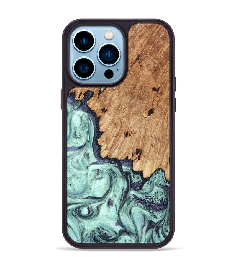 iPhone 14 Pro Max Wood Phone Case - Delmar (Green, 823689)