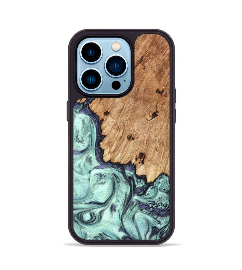 iPhone 14 Pro Wood Phone Case - Delmar (Green, 823689)