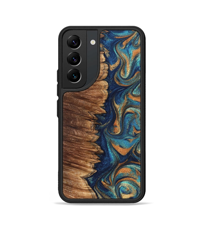 Galaxy S22 Wood Phone Case - Madden (Teal & Gold, 823692)