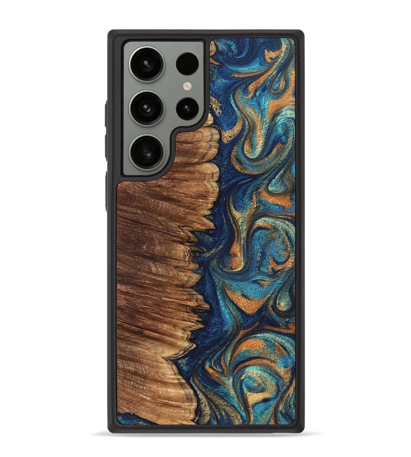 Galaxy S23 Ultra Wood Phone Case - Madden (Teal & Gold, 823692)