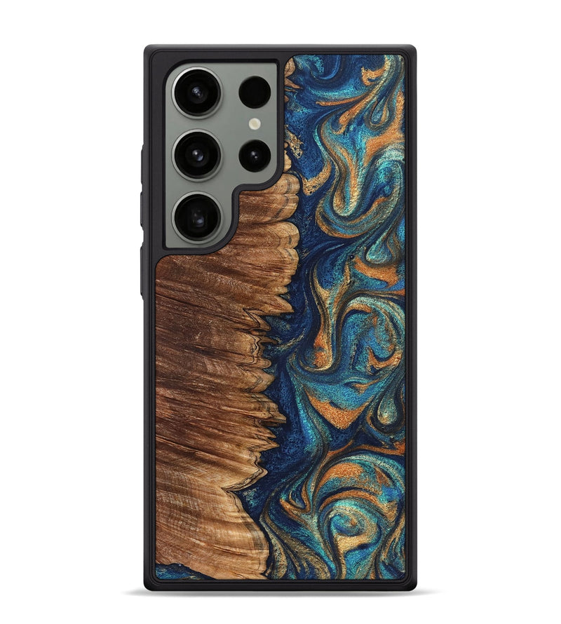 Galaxy S24 Ultra Wood Phone Case - Madden (Teal & Gold, 823692)