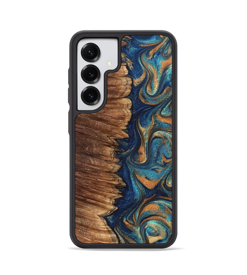 Galaxy S25 Wood Phone Case - Madden (Teal & Gold, 823692)