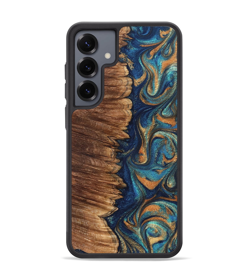 Galaxy S25 Plus Wood Phone Case - Madden (Teal & Gold, 823692)