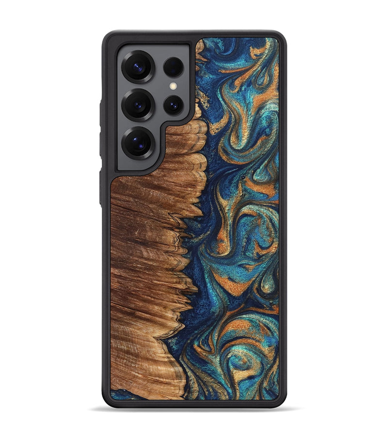 Galaxy S25 Ultra Wood Phone Case - Madden (Teal & Gold, 823692)
