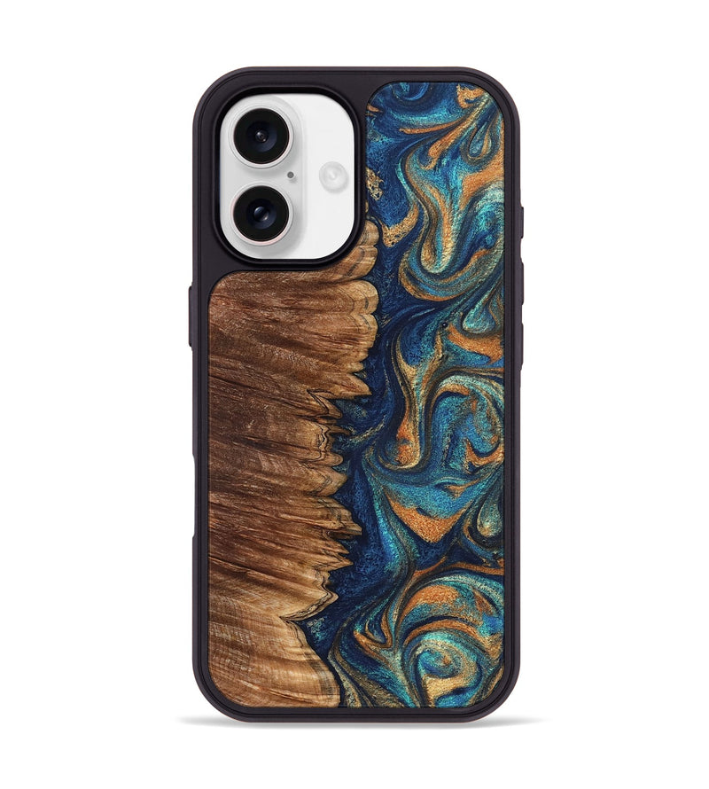 iPhone 17 Wood Phone Case - Madden (Teal & Gold, 823692)