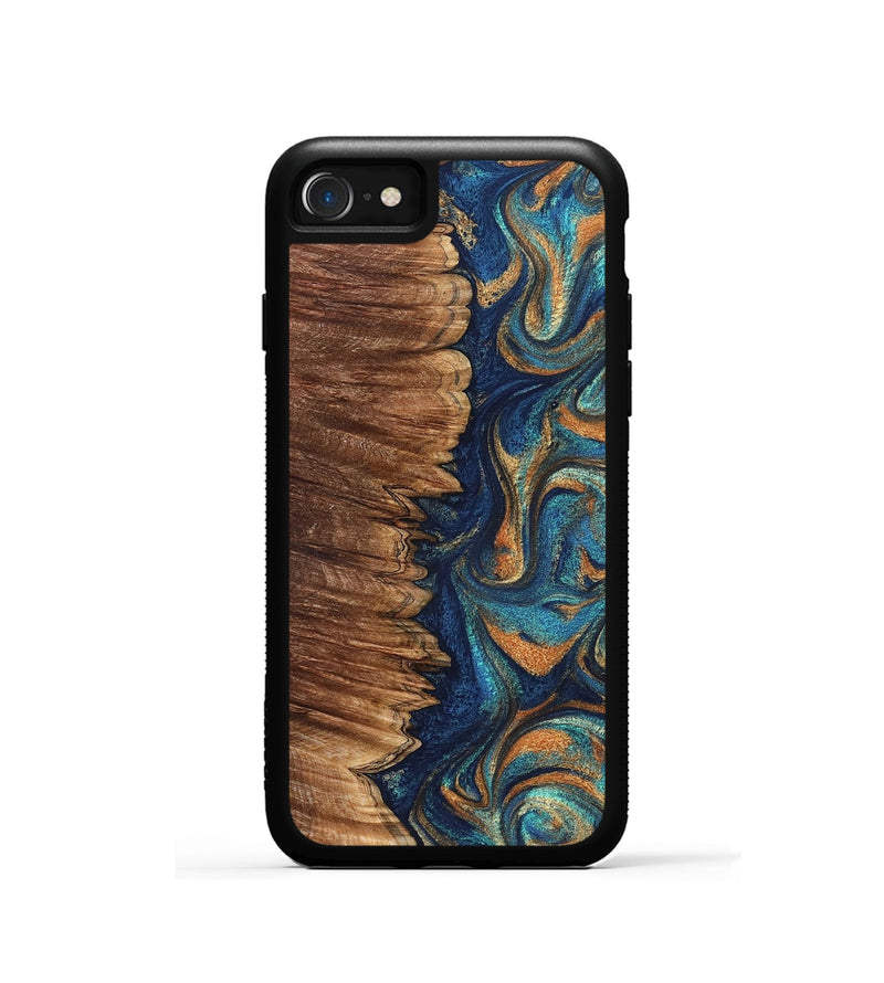 iPhone SE Wood Phone Case - Madden (Teal & Gold, 823692)