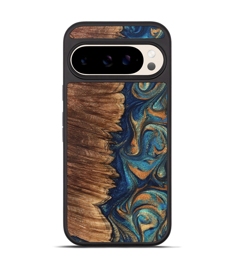 Pixel 10 Wood Phone Case - Madden (Teal & Gold, 823692)