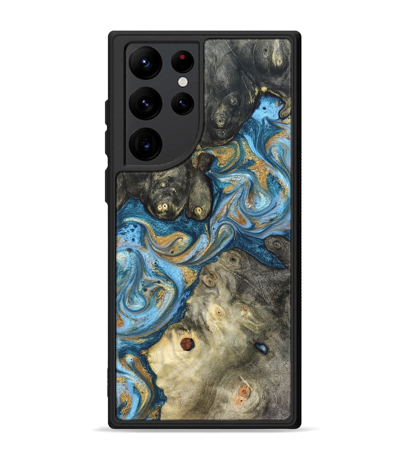 Galaxy S22 Ultra Wood Phone Case - Aarav (Teal & Gold, 823693)