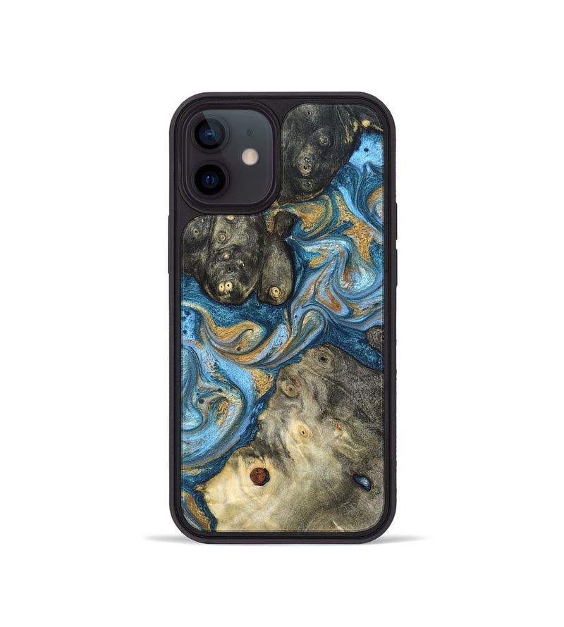 iPhone 12 mini Wood Phone Case - Aarav (Teal & Gold, 823693)